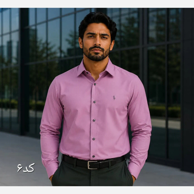 پیراهن مردانه آستین بلند داکرون قواره آزاد رنگ ثابت سایز L تا 2XL