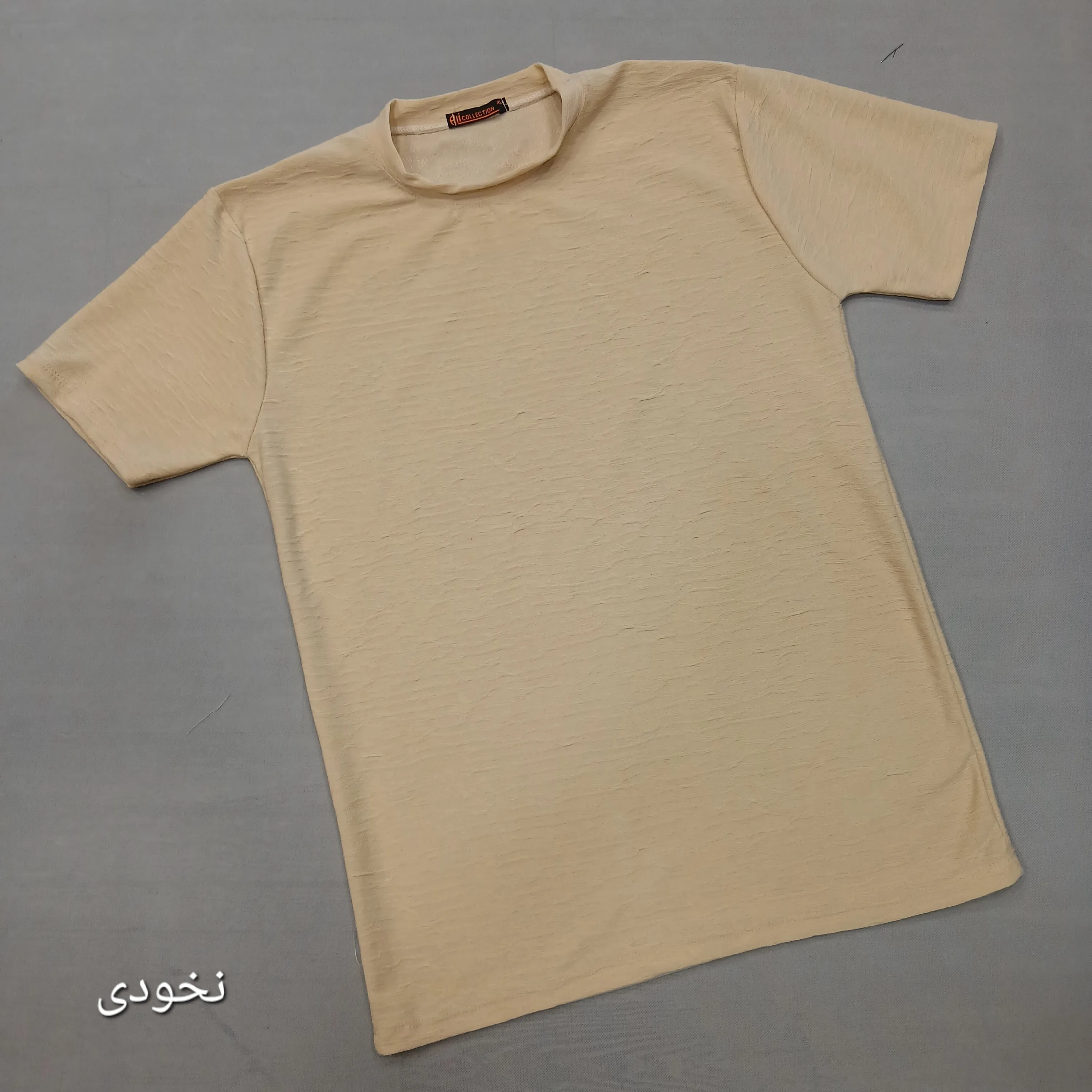 تیشرت بیسکویتی مردانه نخی ساده لارج تا سه ایکس لارج