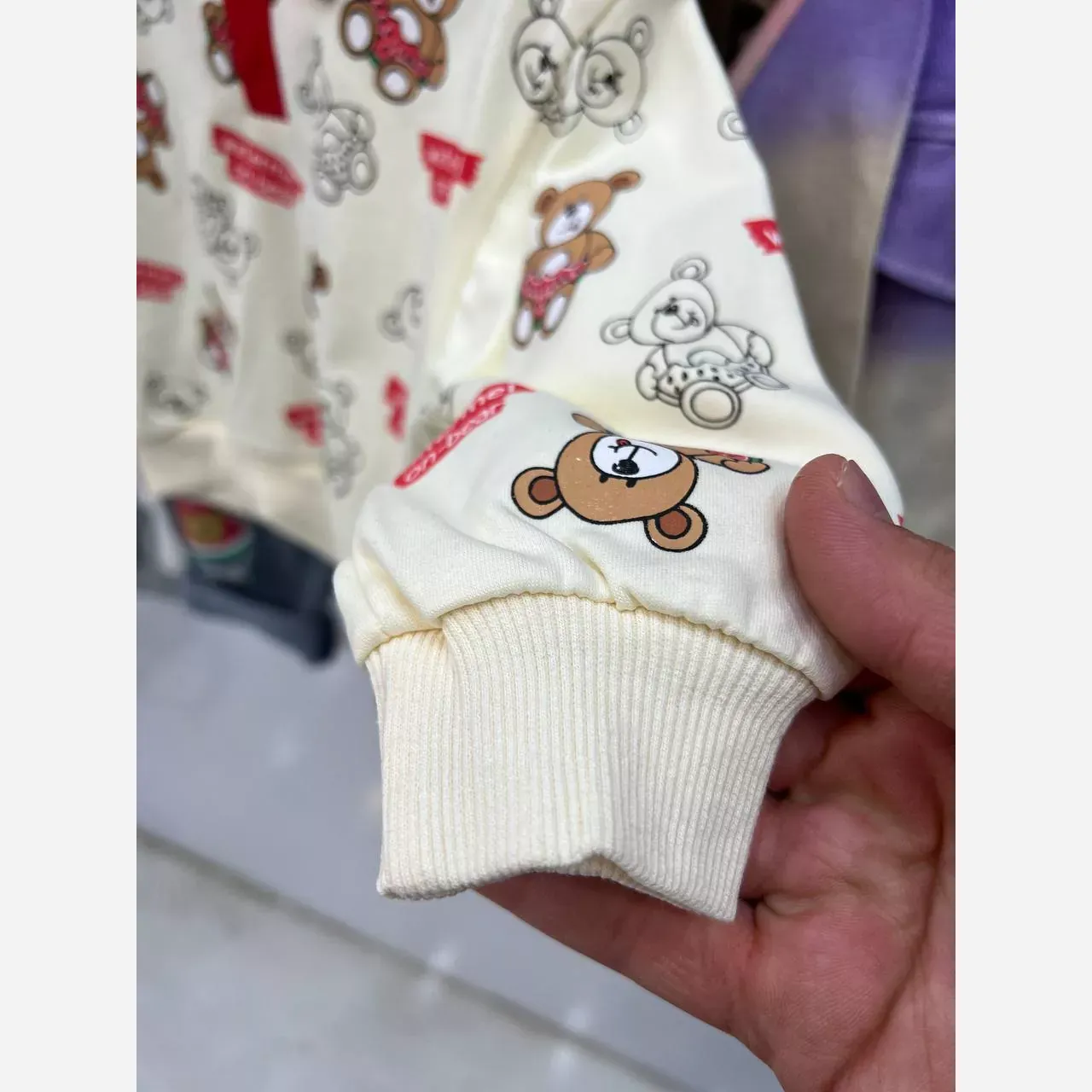 ست بلوز و شلوار تدی و شلوار مام استایل جین بچه گانه وارداتی بهاره و پاییزه