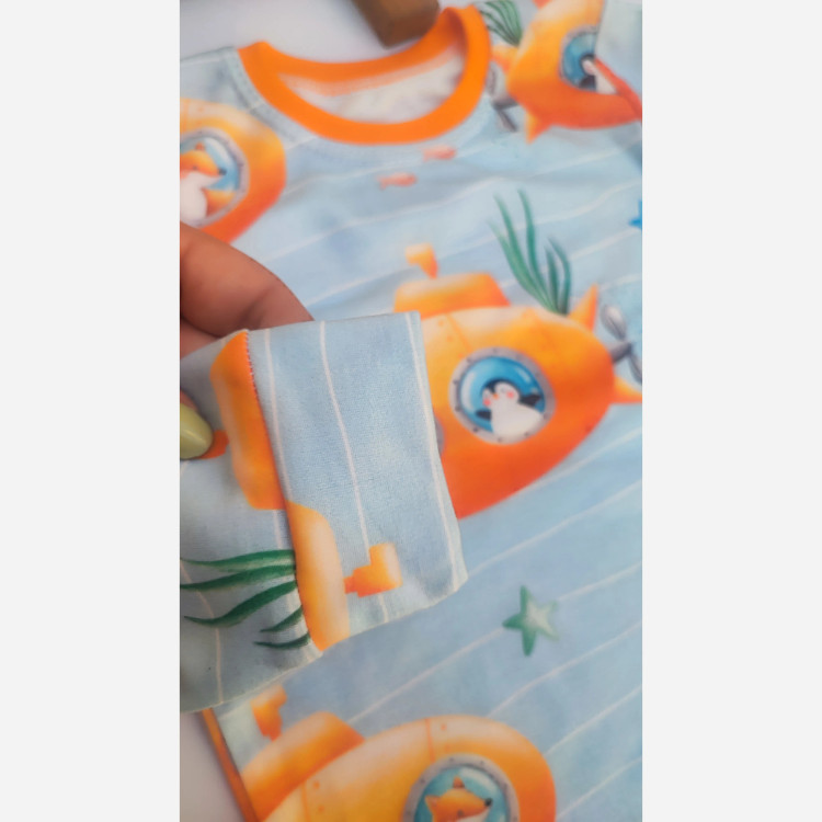 بلوز و شلوار راحتی بچگانه طرح زیردریایی سایز 35 و 40
