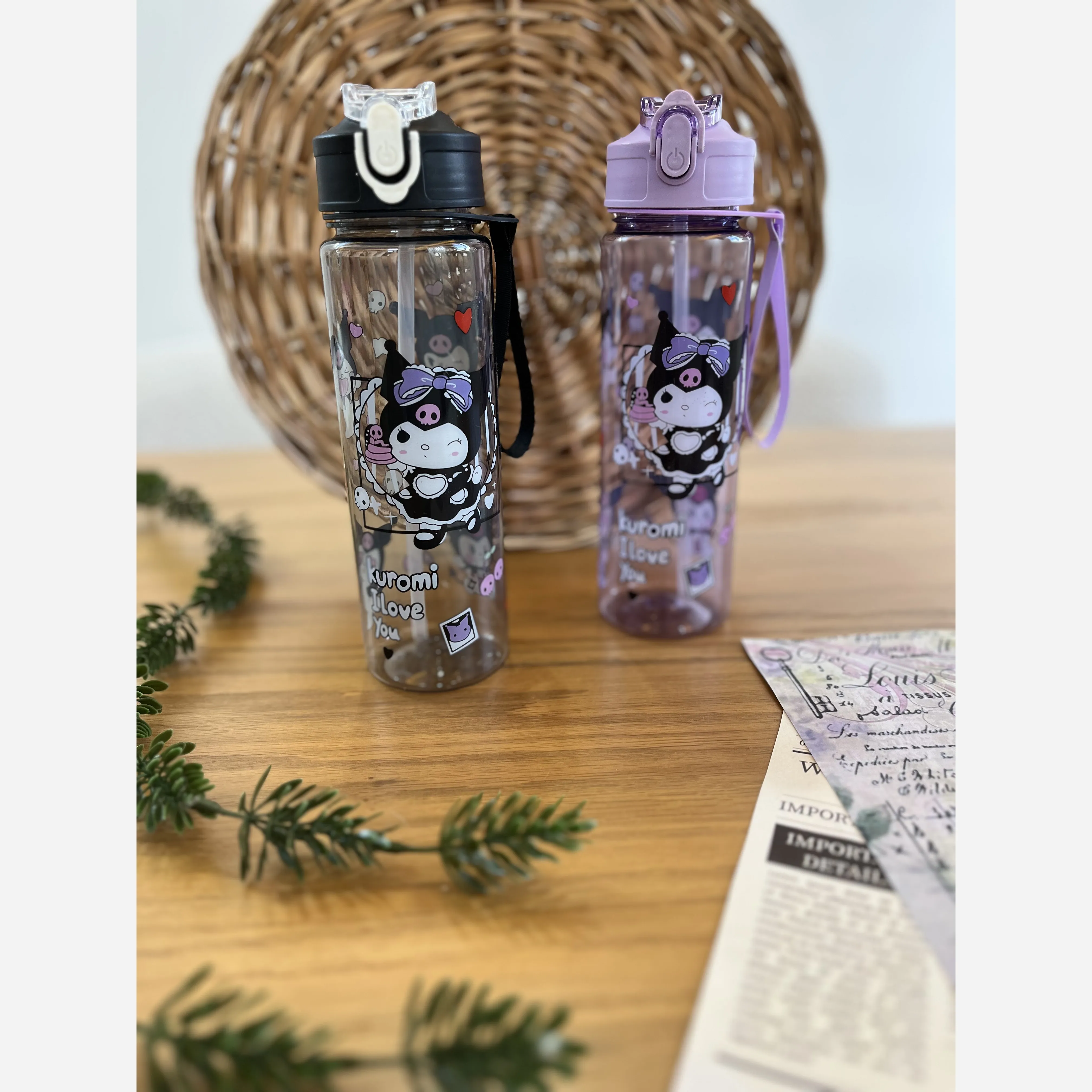قمقمه نی دار طرح کرومی 800 میلی لیتر بدنه اکرولیک نشکن بدون نشتی