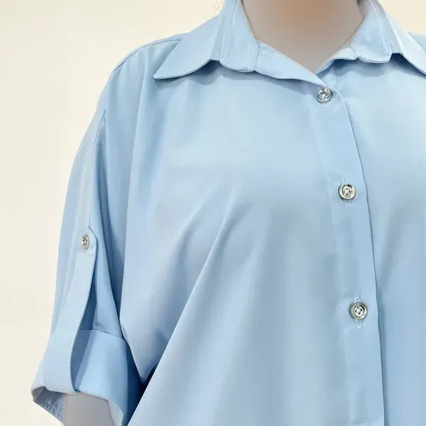 شومیز کرپ الیزه زنانه کد 1218 آستین سه ربع آزاد و راحت بهاره تابستانه