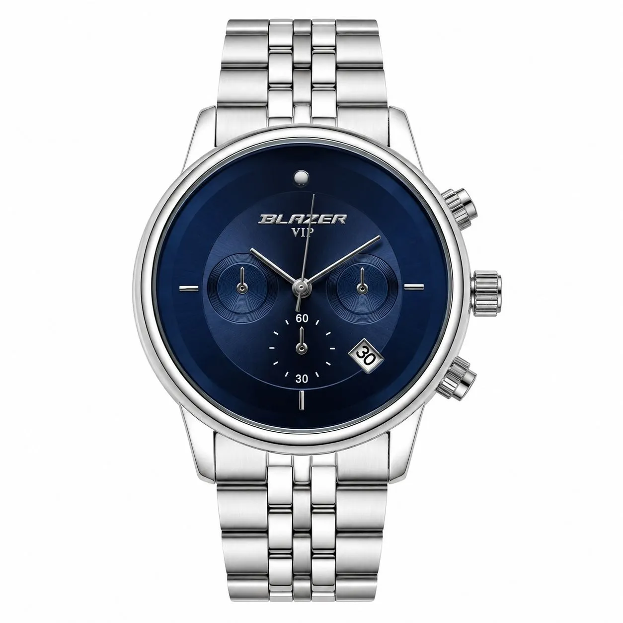 ساعت مچی زنانه استیل بلیزر صفحه سرمه ای طرح سه موتور مدل 3133