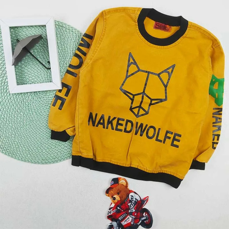 بلوز جین پسرانه سنگشور یقه گرد طرحدار کد 9951