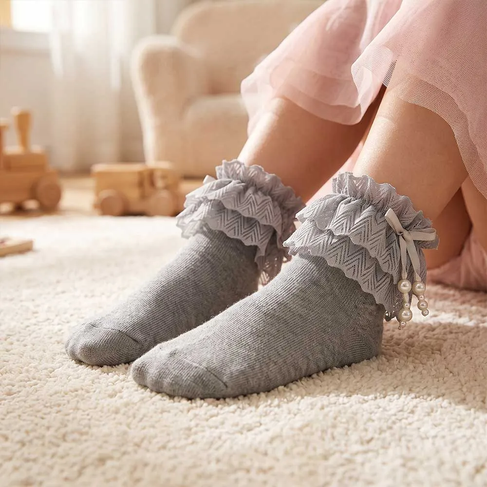 جوراب دخترانه گلدار پنبه ای