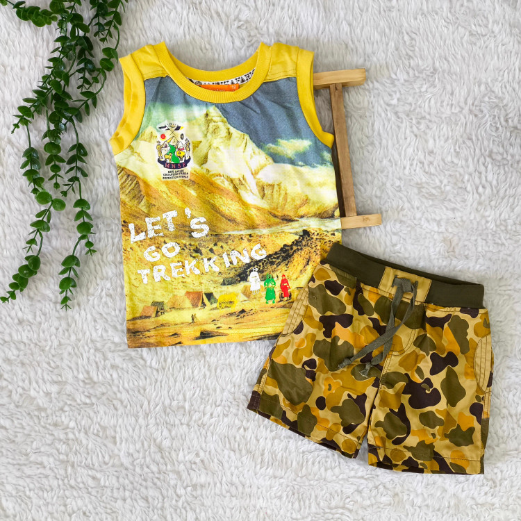 تاپ و شورتک کتان نخی پسرانه وارداتی نوزادی لطیف و باکیفیت