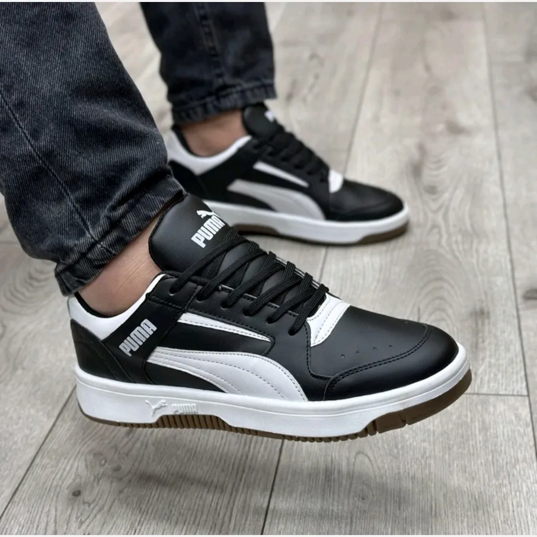 کفش پوما مردانه چرم مشکی کلاسیک سایز 41 تا 48