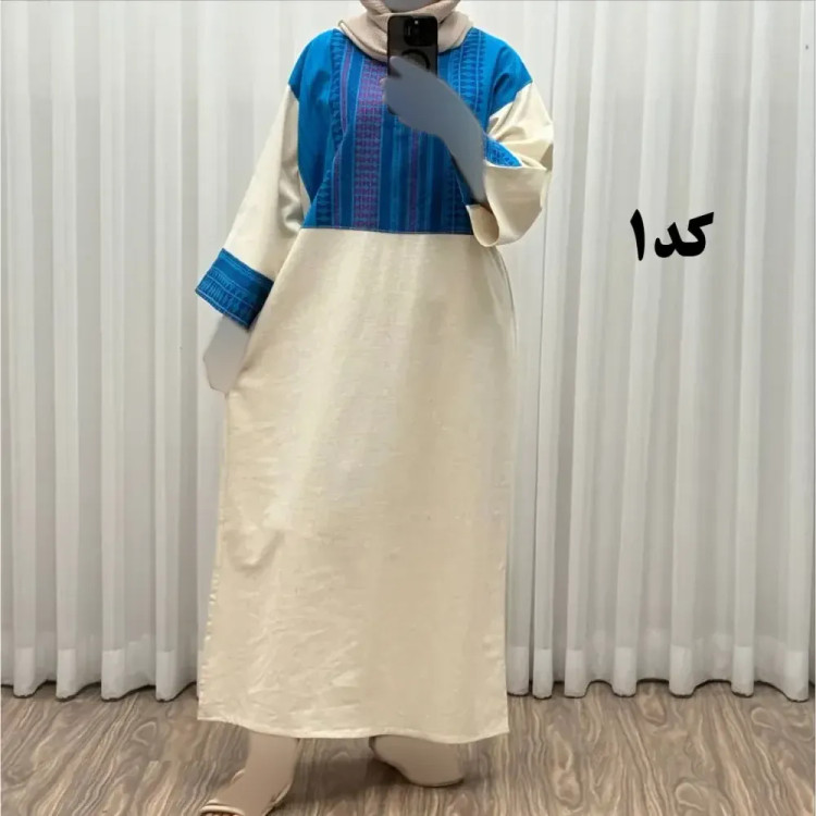 پیراهن کفتان لینن پاییزه فری سایز زنانه تا سایز 50 شیک و راحت کمربند دار بدون سایه اندازی