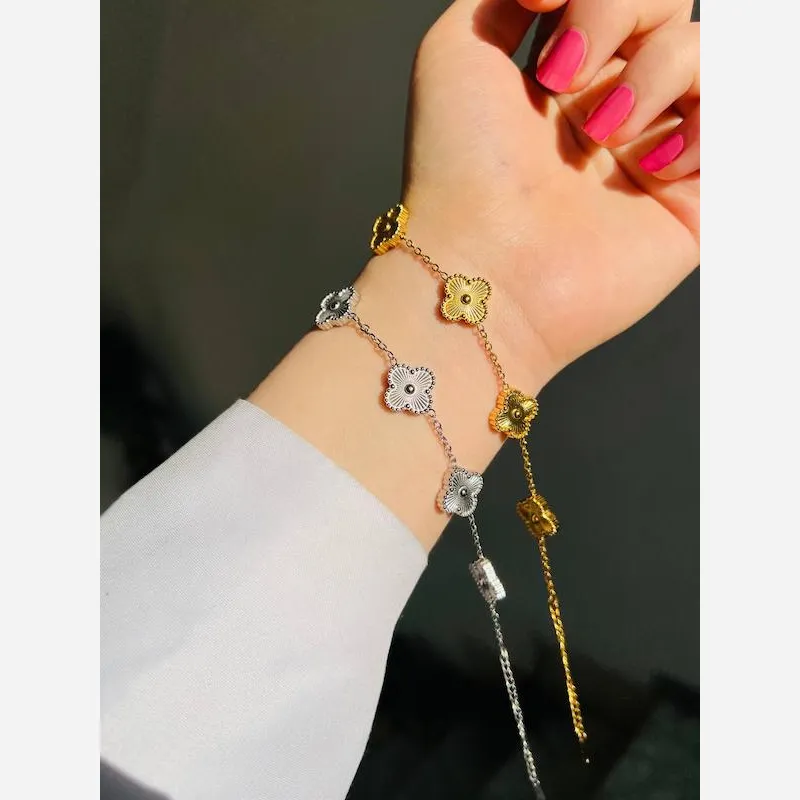 دستبند دخترانه طرح ونکلیف رنگ ثابت طلایی و نقره ای