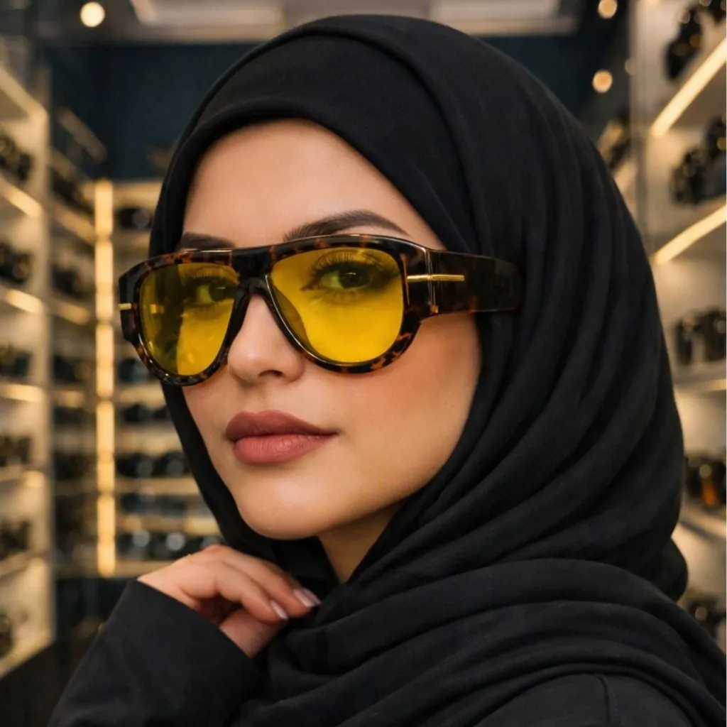 عینک آفتابی تام فورد مدل گرد بزرگ کائوچویی یووی 400