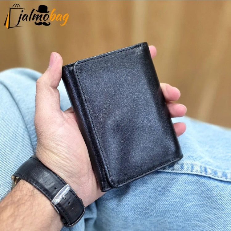 کیف پول چرم مردانه سه لت چرم اصل گاوی